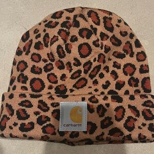 Carhartt Kids Leopard Animal Print Beanie - Tan and Black